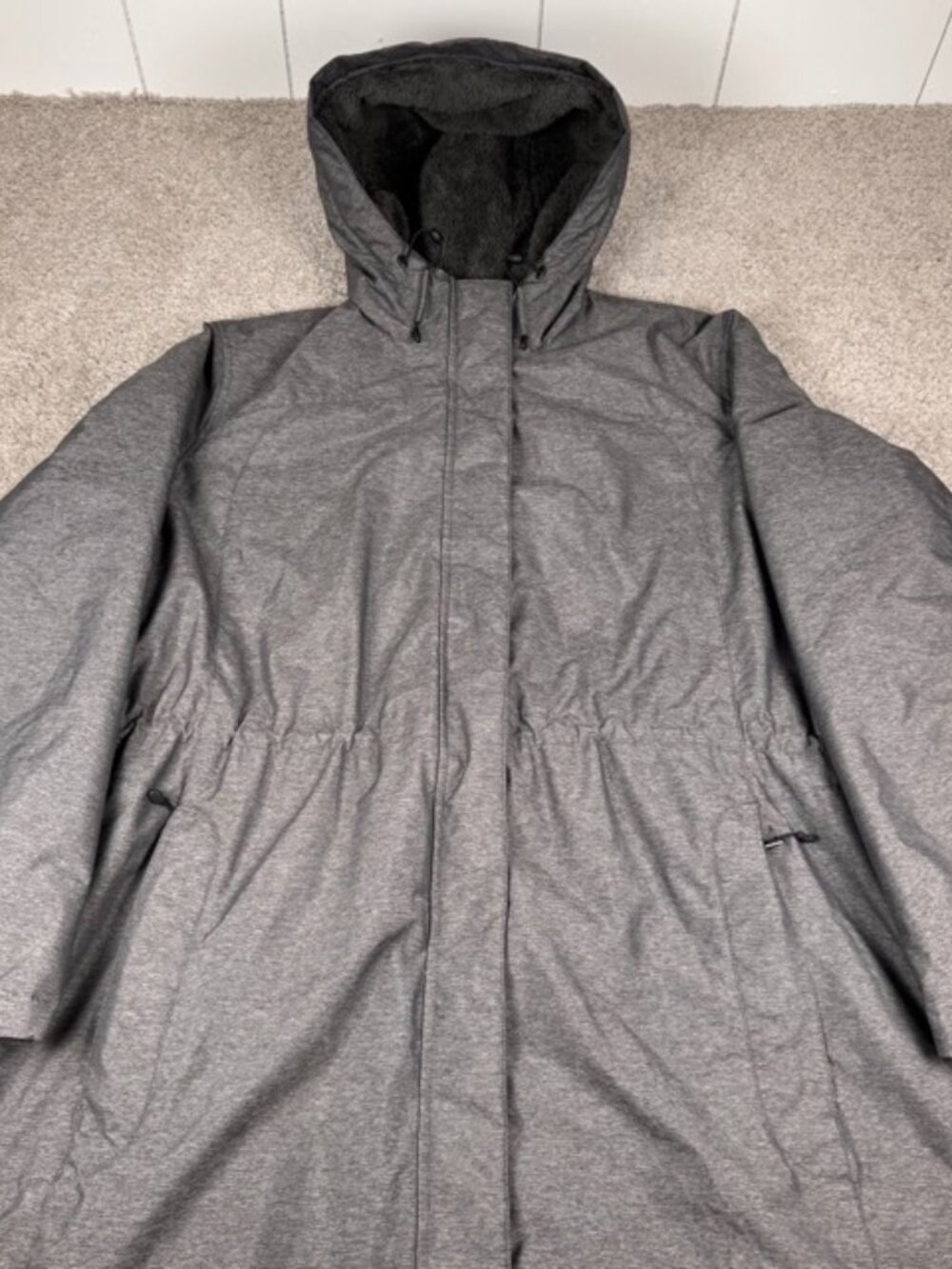 LL Bean Jacket Winter Warmer Women's 3X Plus Gray Fleece Lined Hooded Parka